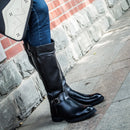 Damen Kniehohe Lederstiefel mit Reißverschluss & Schnalle