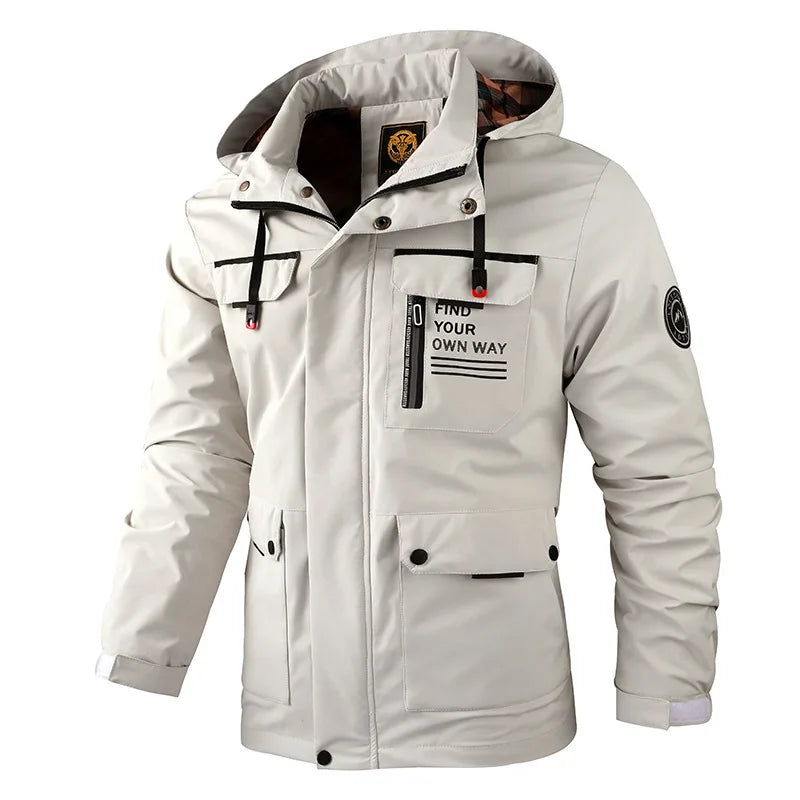 Wasserdichte Herren-Winterjacke mit Kapuze und warmem Futter